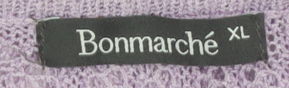 Bonmarché Women’s Purple Open-Knit Cardigan XL Lightweight