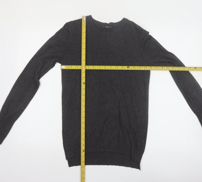 Zara Women Grey Wool Blend Crew Neck Long Sleeve Pullover Jumper Size 14