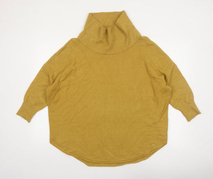 Silvian Heach Womens Mustard Roll Neck Relaxed Fit Jumper Size M