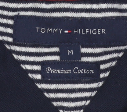 Tommy Hilfiger Mens Blue Cotton Half Zip Jumper Size M