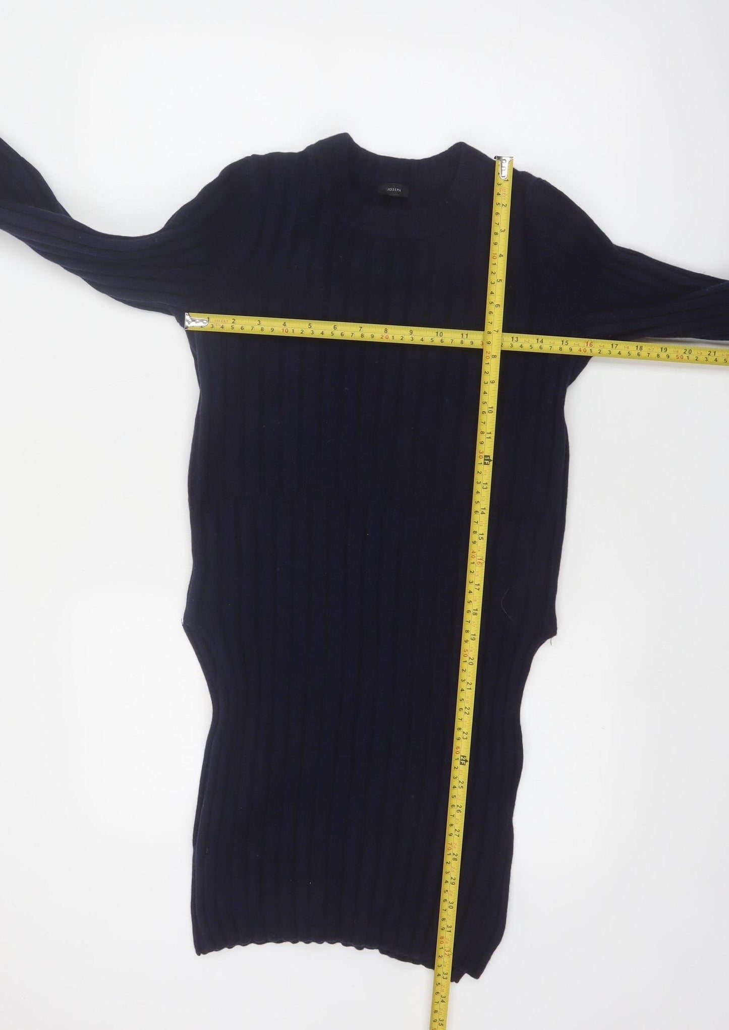Joseph Womens Blue Wool Ribbed Tunic Jumper Size M