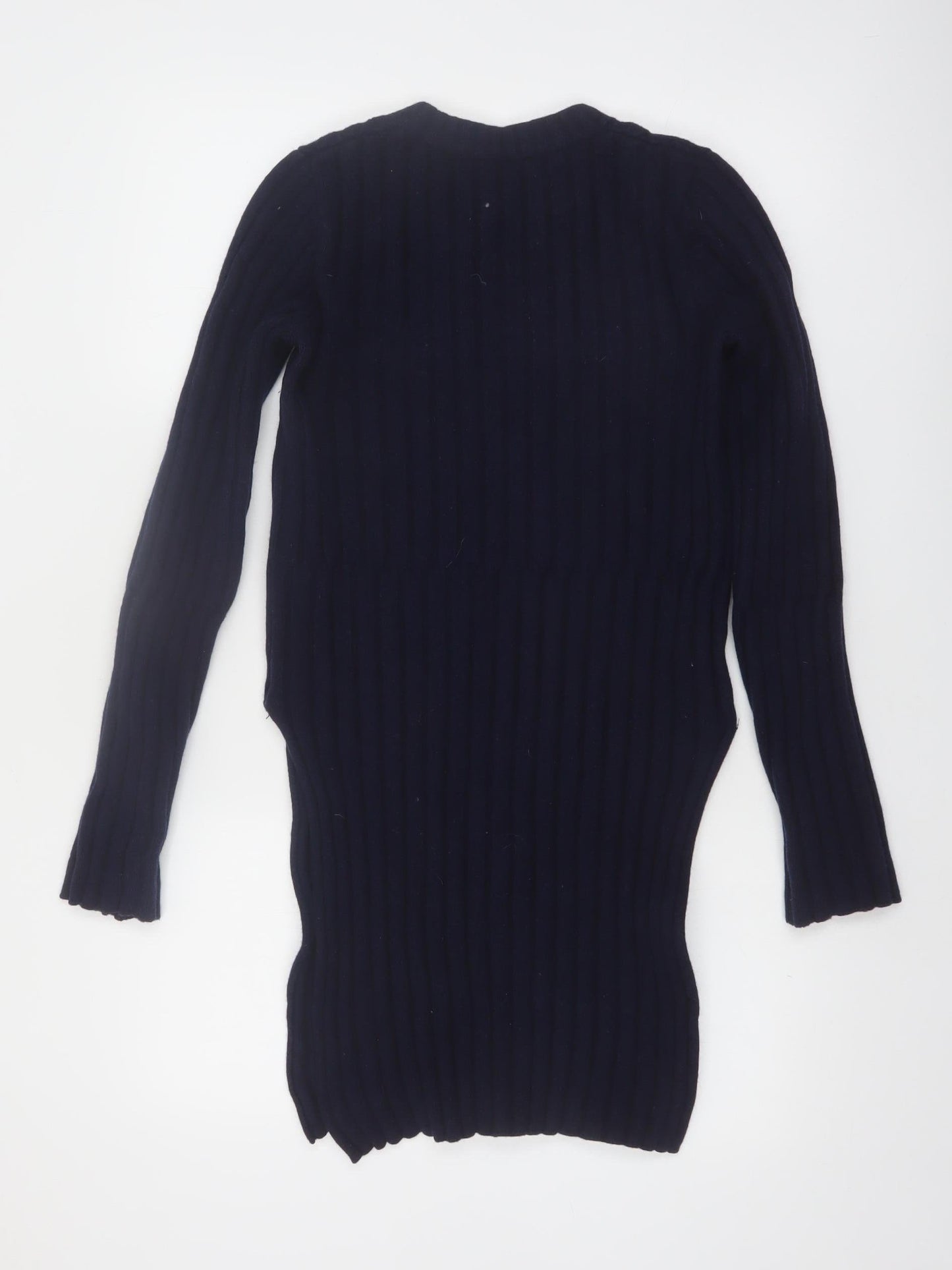 Joseph Womens Blue Wool Ribbed Tunic Jumper Size M