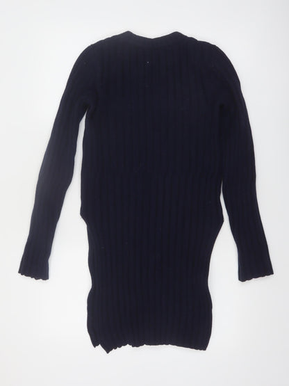Joseph Womens Blue Wool Ribbed Tunic Jumper Size M