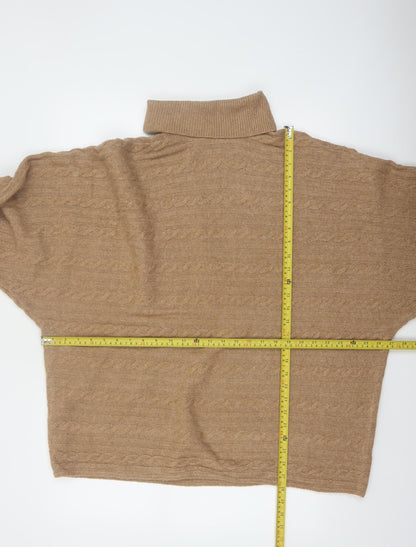 F&F Womens Beige Cable-Knit Roll Neck Jumper XL