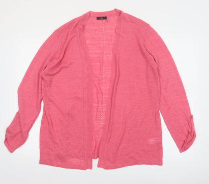 M&Co Women’s Pink Open Knit Linen Blend Cardigan Size 16