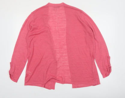 M&Co Women’s Pink Open Knit Linen Blend Cardigan Size 16