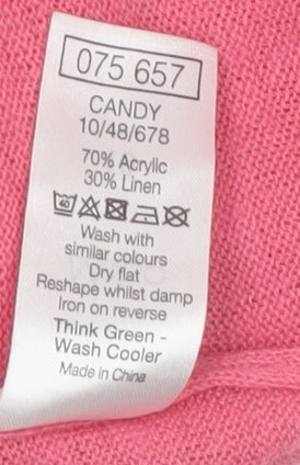 M&Co Women’s Pink Open Knit Linen Blend Cardigan Size 16