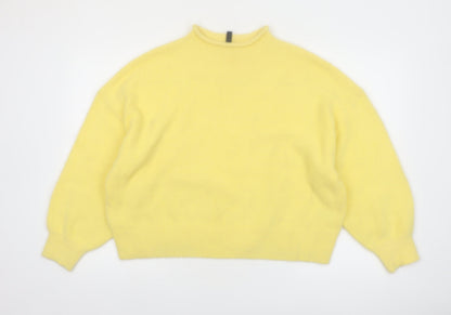 H&M Divided Women’s Yellow Mock Neck Relaxed Knit Jumper Size 14