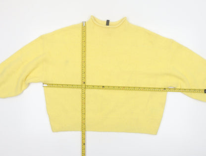 H&M Divided Women’s Yellow Mock Neck Relaxed Knit Jumper Size 14
