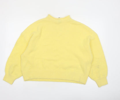 H&M Divided Women’s Yellow Mock Neck Relaxed Knit Jumper Size 14