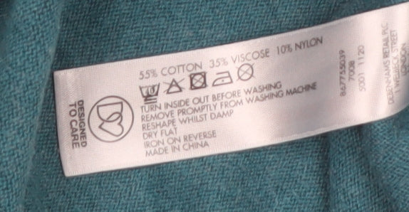Rocha John Rocha Women Teal Cardigan Size 18 Cotton Blend Knitwear