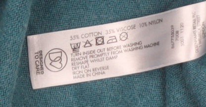 Rocha John Rocha Women Teal Cardigan Size 18 Cotton Blend Knitwear
