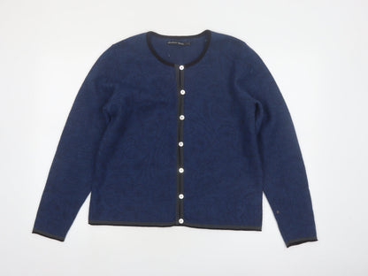 Gudrun Sjödén Women Blue Wool Cardigan M Round Neck Button Knit