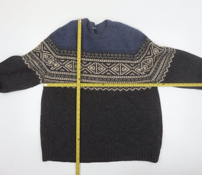 Cherokee Mens Blue Fair Isle Wool Pullover Jumper 2XL