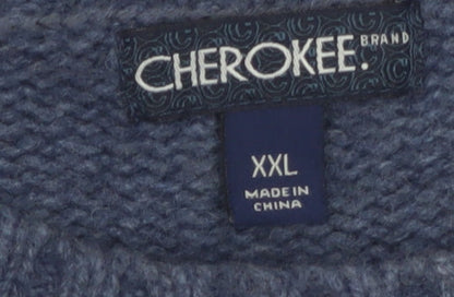 Cherokee Mens Blue Fair Isle Wool Pullover Jumper 2XL