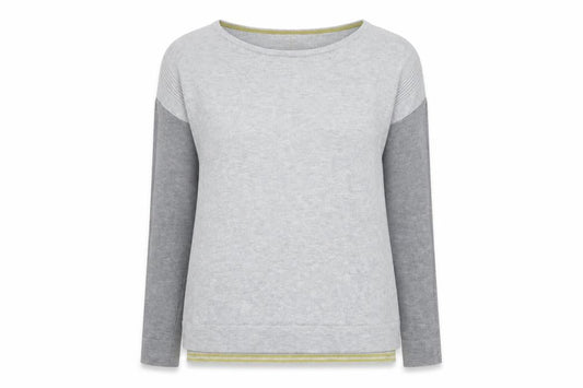 White Stuff Womens Grey Round Neck Cotton Blend Jumper Size 8
