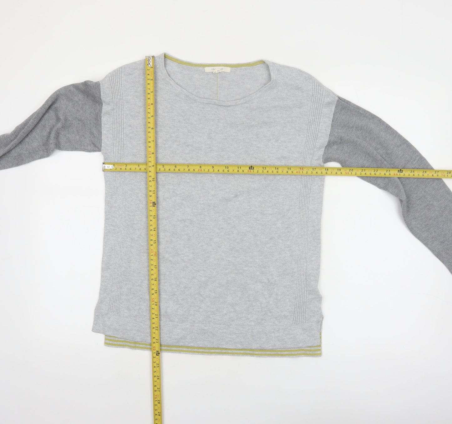 White Stuff Womens Grey Round Neck Cotton Blend Jumper Size 8