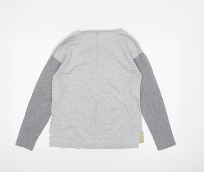 White Stuff Womens Grey Round Neck Cotton Blend Jumper Size 8