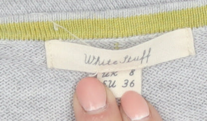 White Stuff Womens Grey Round Neck Cotton Blend Jumper Size 8