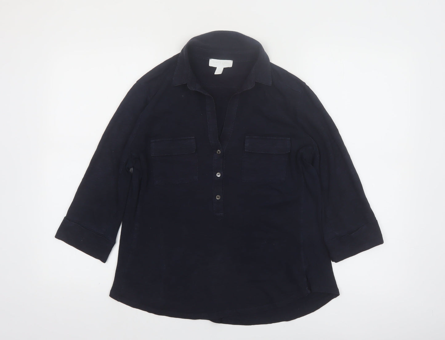 The White Company Women’s Blue 3/4 Sleeve Cotton Button-Up Tunic Size 12