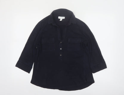 The White Company Women’s Blue 3/4 Sleeve Cotton Button-Up Tunic Size 12