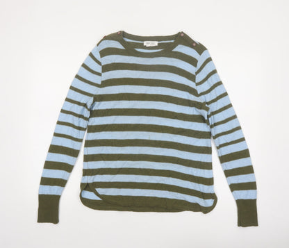 White Stuff Women’s Multicoloured Striped Cotton Jumper UK 12