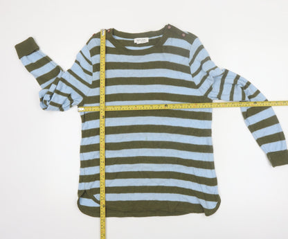White Stuff Women’s Multicoloured Striped Cotton Jumper UK 12