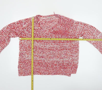 Tu Women’s Red Knit Jumper Size 16 Acrylic Polyester V-Neck