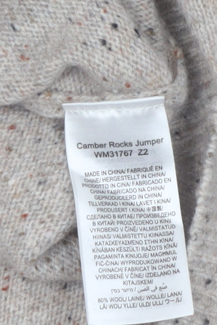 Seasalt Cornwall Womens Beige Wool Jumper UK 8 Crew Neck Geometric Knit
