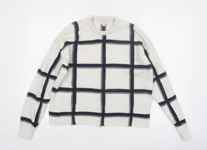 Marks and Spencer Autograph Women’s White Check Merino Wool Pullover Jumper M