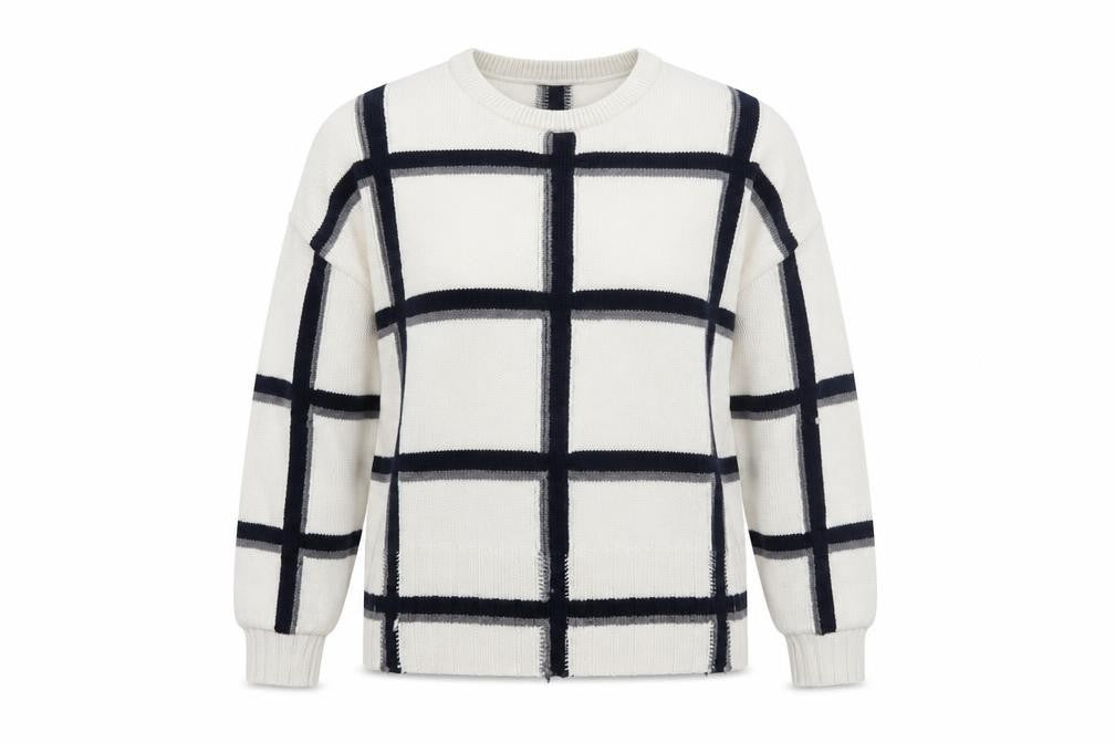 Marks and Spencer Autograph Women’s White Check Merino Wool Pullover Jumper M