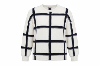 Marks and Spencer Autograph Women’s White Check Merino Wool Pullover Jumper M