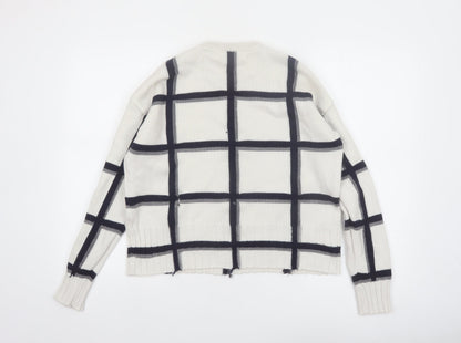 Marks and Spencer Autograph Women’s White Check Merino Wool Pullover Jumper M