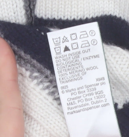 Marks and Spencer Autograph Women’s White Check Merino Wool Pullover Jumper M