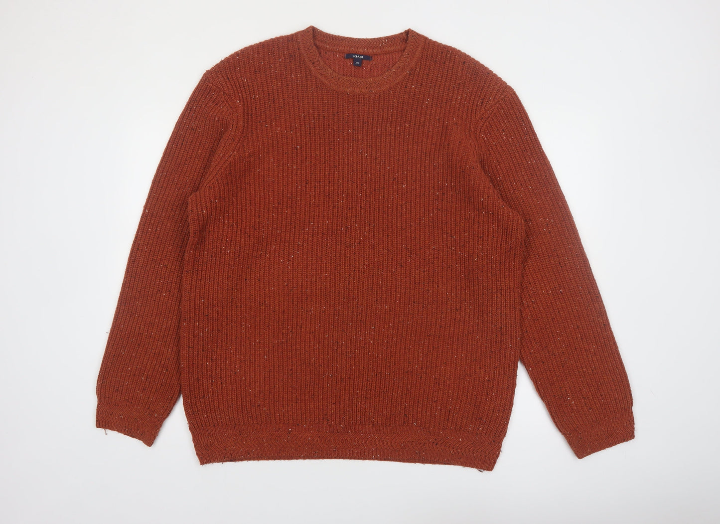 Kiabi Men's Brown 2XL Chunky Knit Wool Blend Pullover Jumper