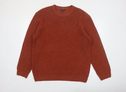 Kiabi Men's Brown 2XL Chunky Knit Wool Blend Pullover Jumper
