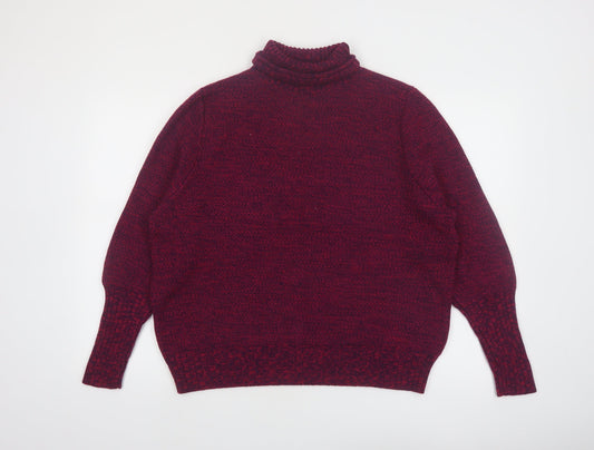 Icebreaker Women's Red Wool Roll Neck Chunky Knit Jumper M