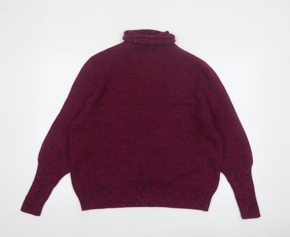 Icebreaker Women's Red Wool Roll Neck Chunky Knit Jumper M