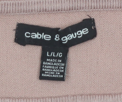 Cable & Gauge Women’s Pink Lace Trim Dolman Pullover Jumper Size L