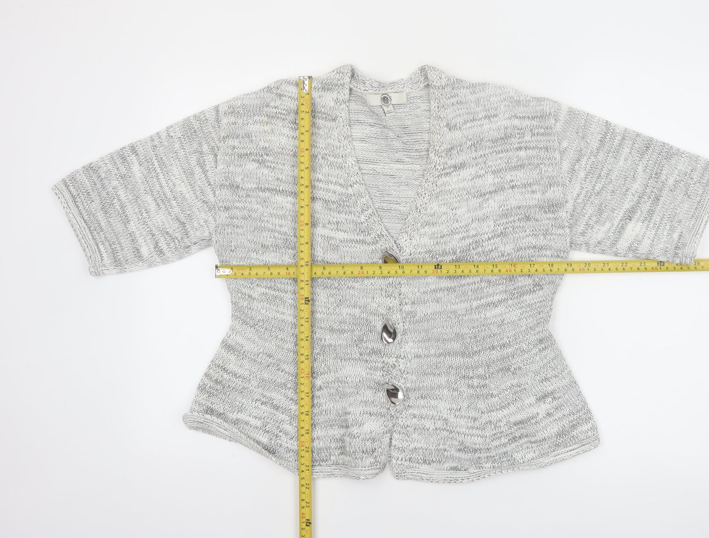 Marks and Spencer Womens Grey Knit 3/4 Sleeve Cardigan M