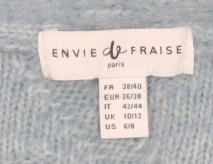 Envie de Fraise Women Blue Cable-Knit Wrap Jumper Size 10/12