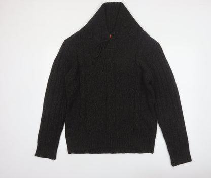 No Fear Men’s Black Cable-Knit Roll Neck Pullover Jumper Size L