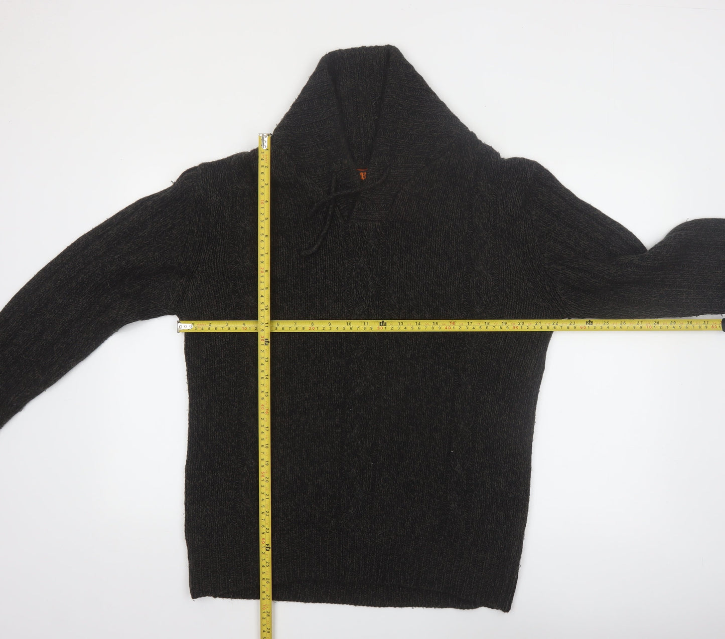 No Fear Men’s Black Cable-Knit Roll Neck Pullover Jumper Size L