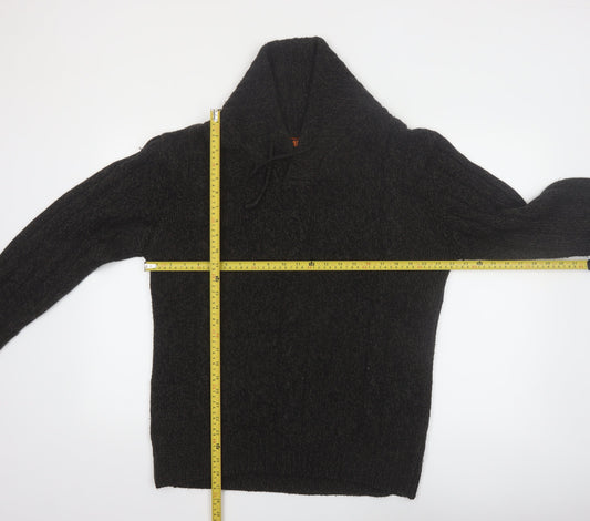 No Fear Men’s Black Cable-Knit Roll Neck Pullover Jumper Size L