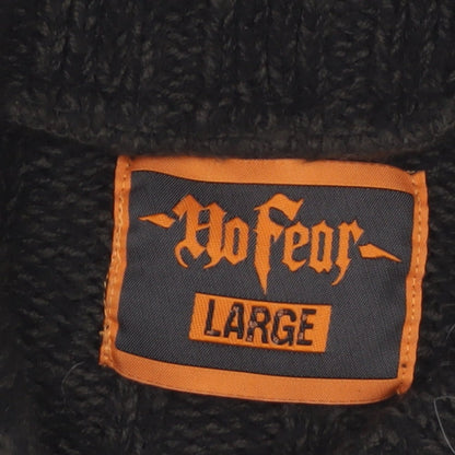No Fear Men’s Black Cable-Knit Roll Neck Pullover Jumper Size L
