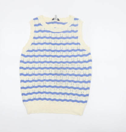 Joules Women’s Blue Striped Sleeveless Knit Tank Top UK 12