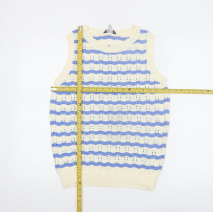 Joules Women’s Blue Striped Sleeveless Knit Tank Top UK 12
