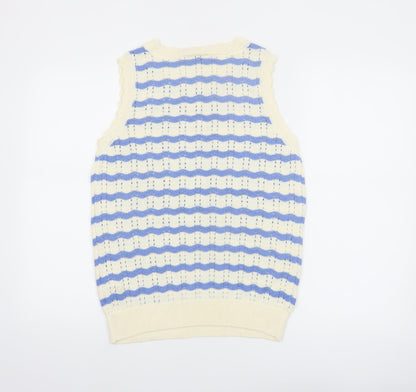 Joules Women’s Blue Striped Sleeveless Knit Tank Top UK 12