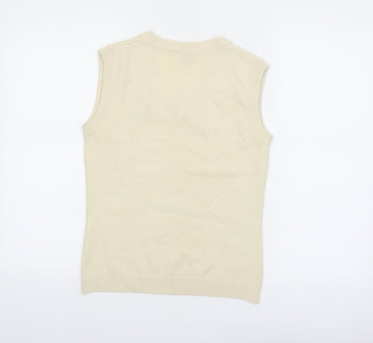 Disney Womens Beige Mickey Knit V-Neck Sleeveless Vest L