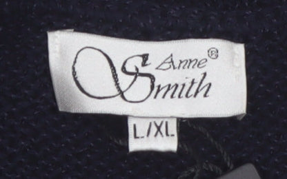 Anne Smith Womens Black Sequin Short Sleeve Knit Pullover Jumper L/XL